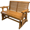Brown Solid Fir Wood Patio Glider with Cupholders Z5768