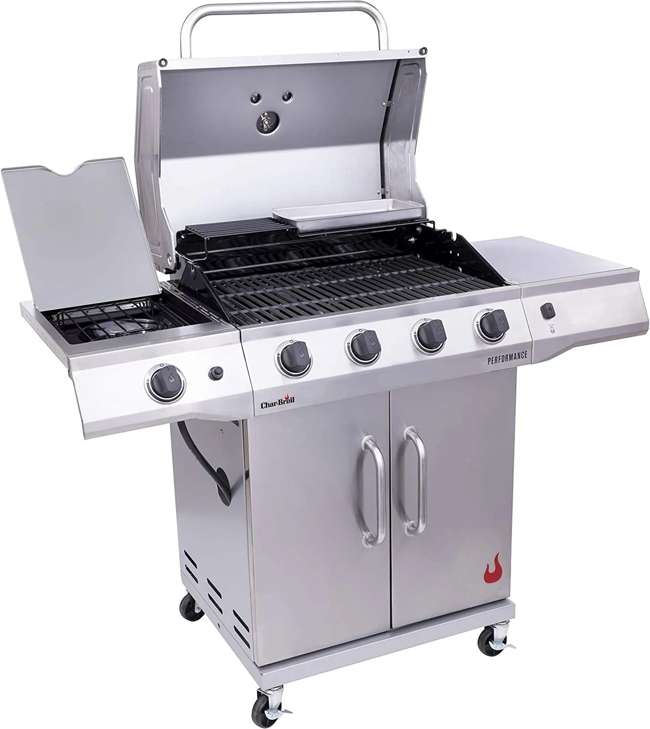 Stainless Steel Propane Gas 4-Burner Grill with Side Burner Cabinet G24781