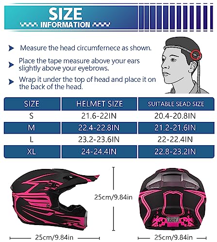 DOT Approved Full Face Motocross Helmet 4-Piece Set with Gloves Goggles Face Shield W837401