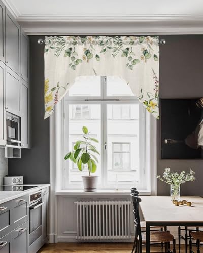3 Pieces Tier with Swag Window Curtains Set, 27.5W x 36L Light Filtering L10946