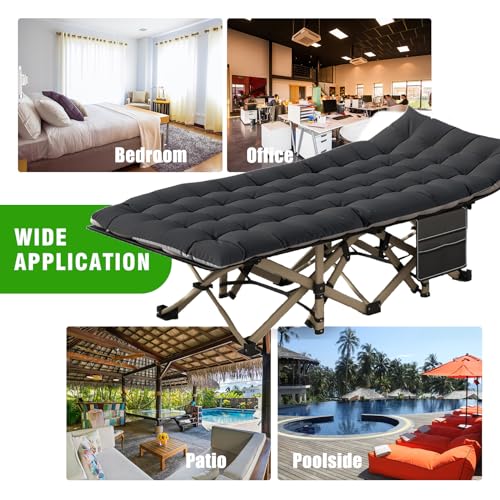 Oversize 31.5in Width Folding Camping Cot with Pad and Carry Bag A75524