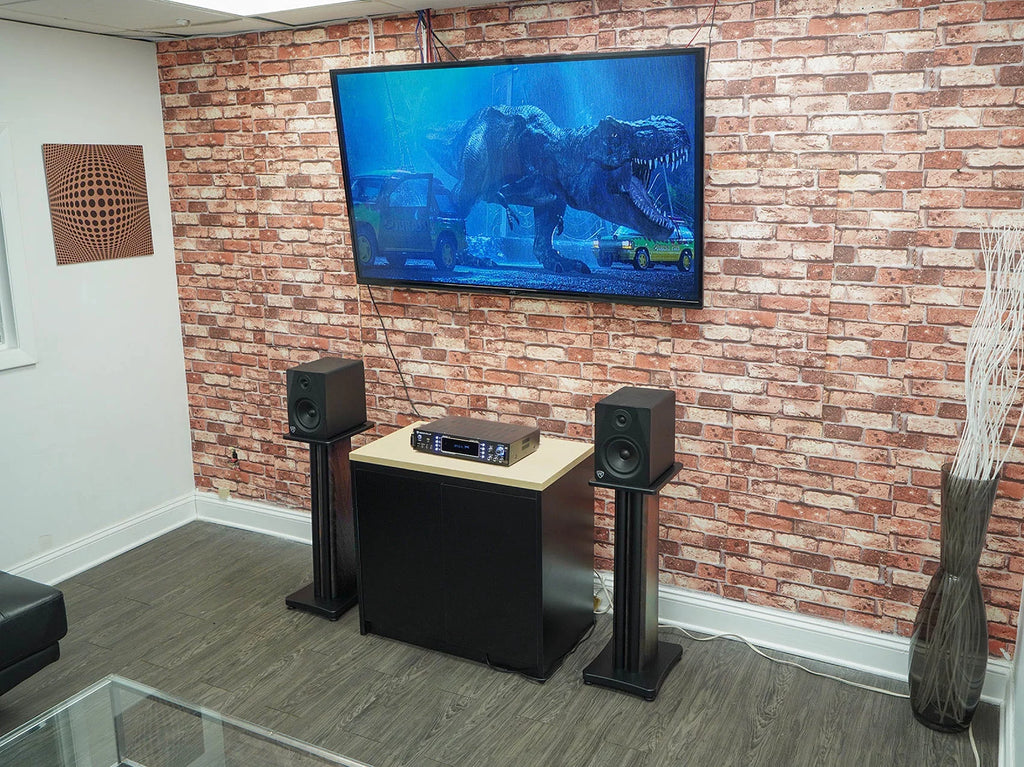 Dark Wood Grain 28" Speaker Stands E342418