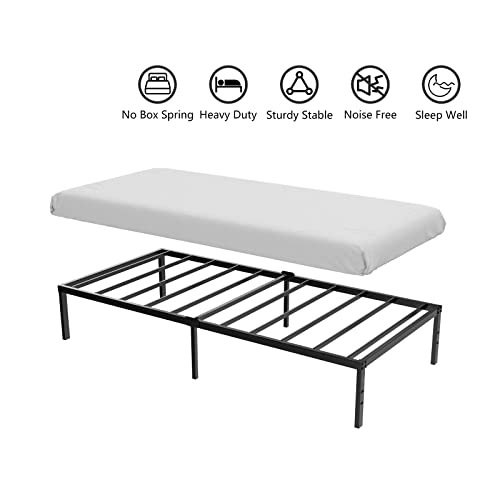 Twin Size Heavy Duty Metal Platform Bed Frame with Storage Space, 14 Inches F1780