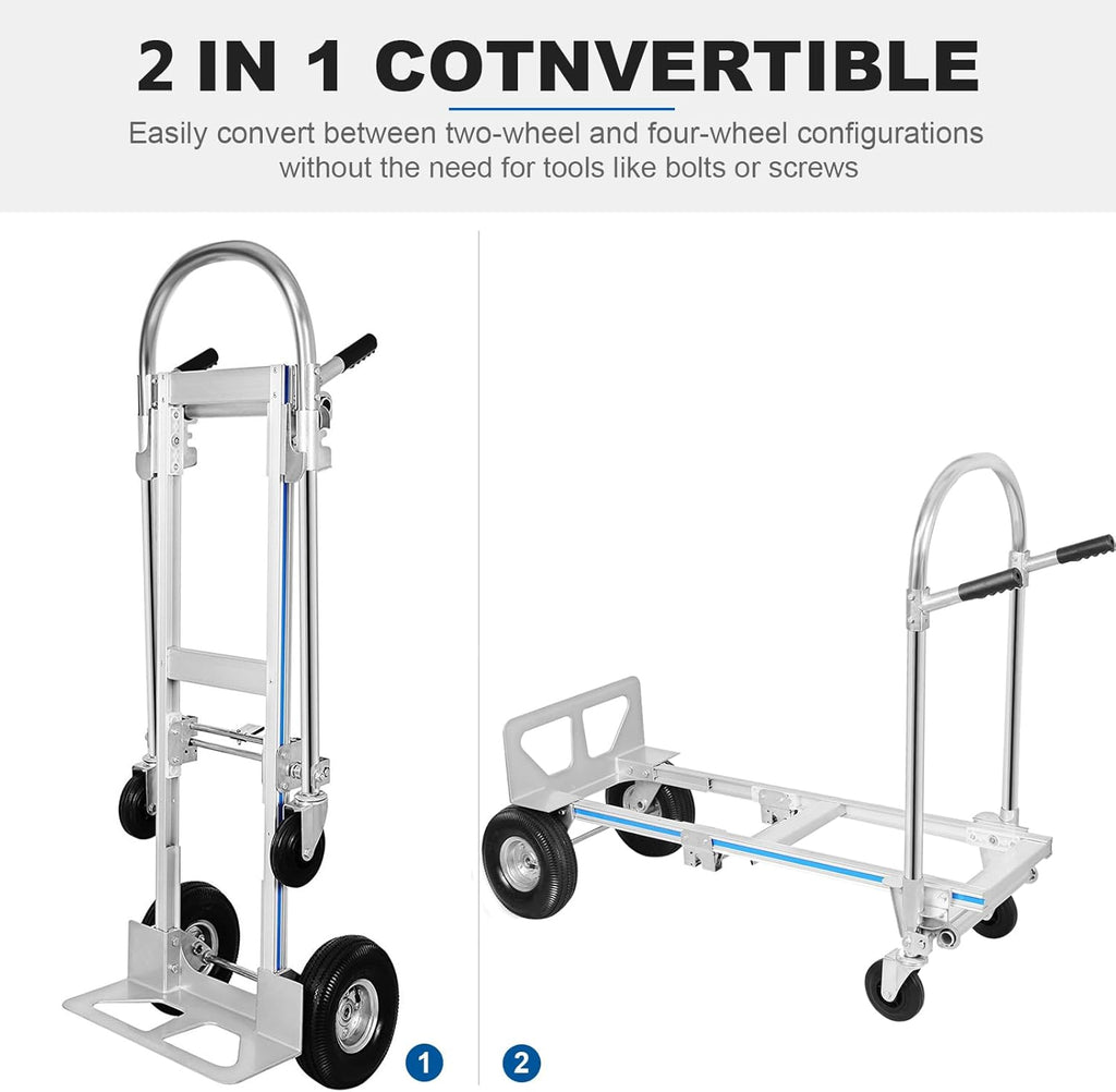 Heavy Duty Convertible Aluminum Hand Truck Dolly with Rubber Wheels C9285