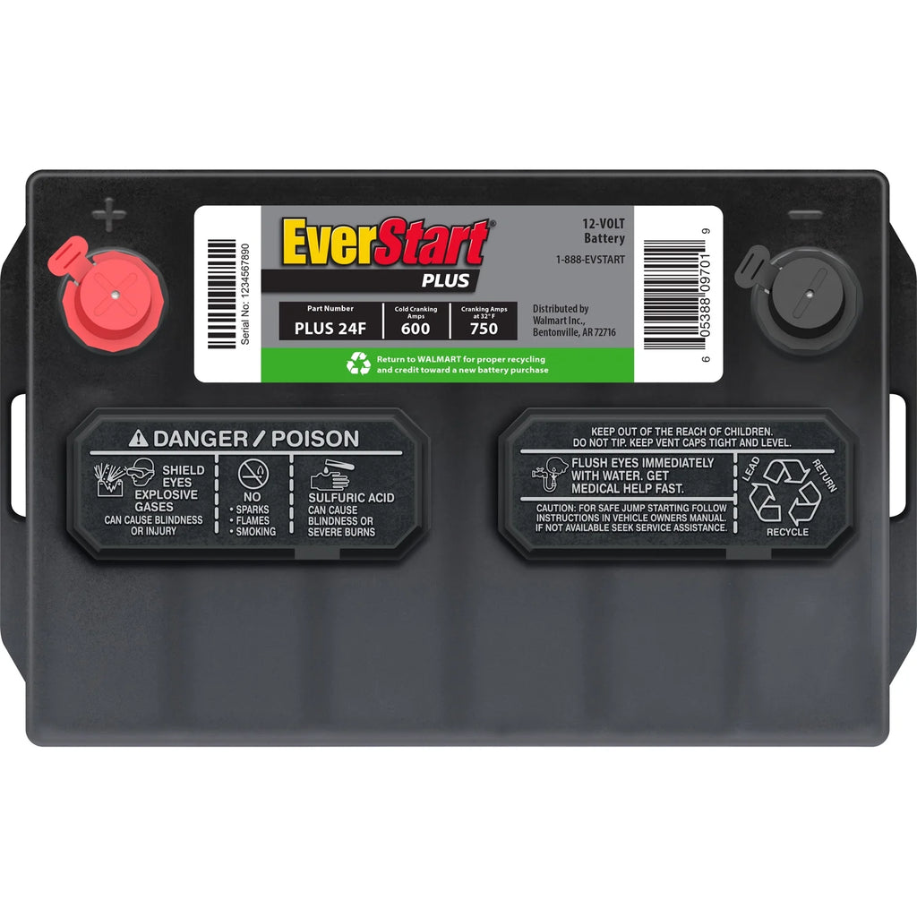 Lead Acid Automotive Battery, Group Size 24F 12 Volt, 600 CCA R23674