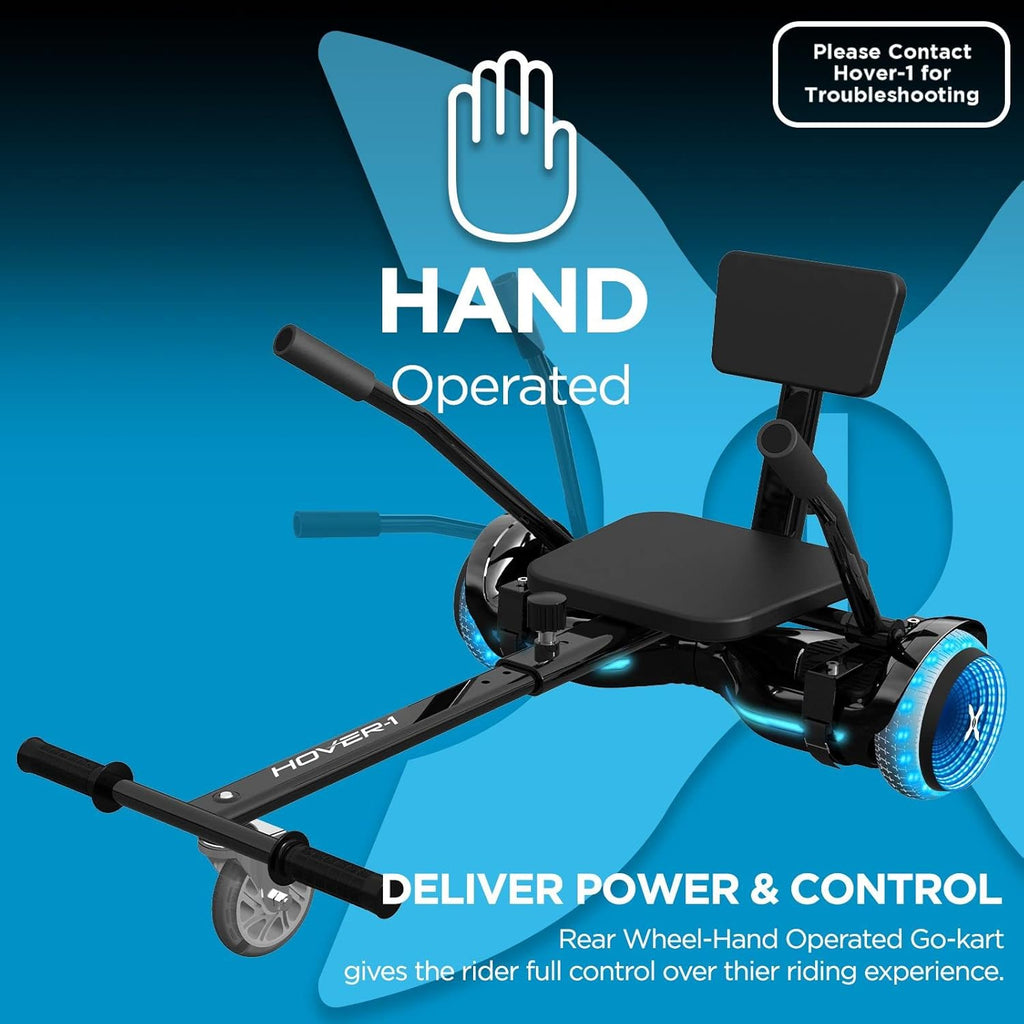 Black Hoverboard with Seat Attachment, 7 MPH, 6 Mile Range, 400W Motor, 220lbs Max Weight N53330