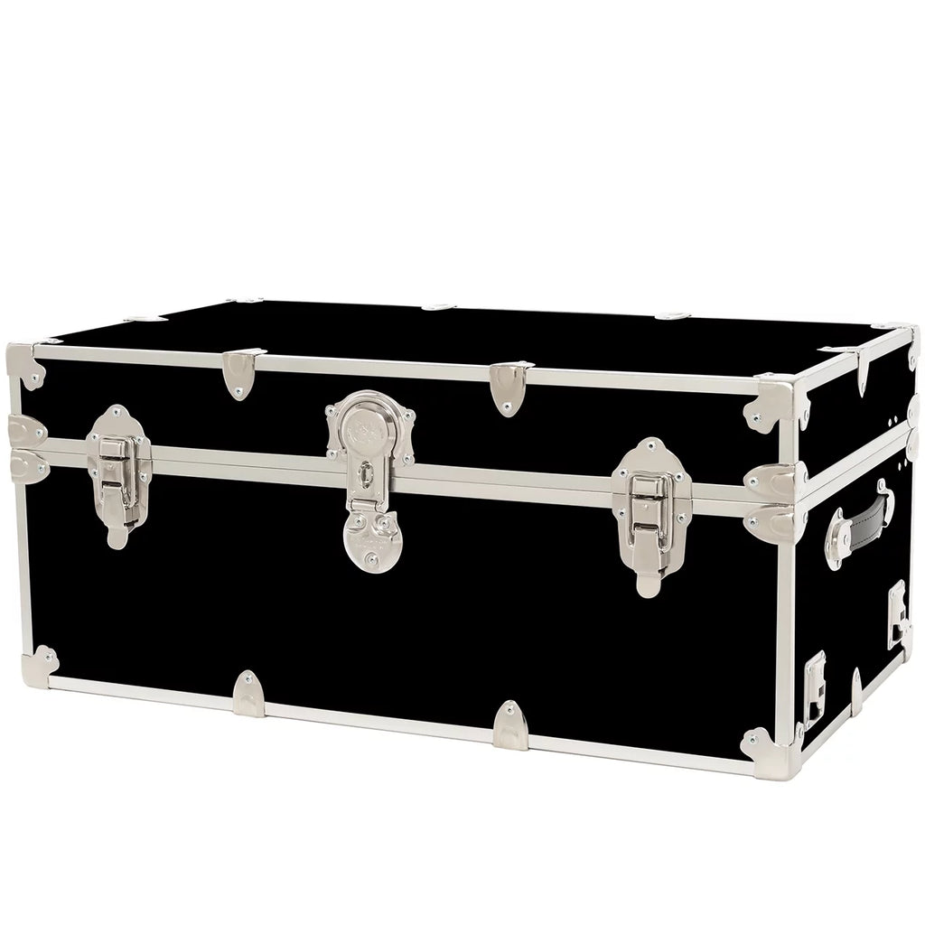 Large Leather Embossed Vinyl Trunk with Removable Wheels 32"x18"x14" (Black) P345