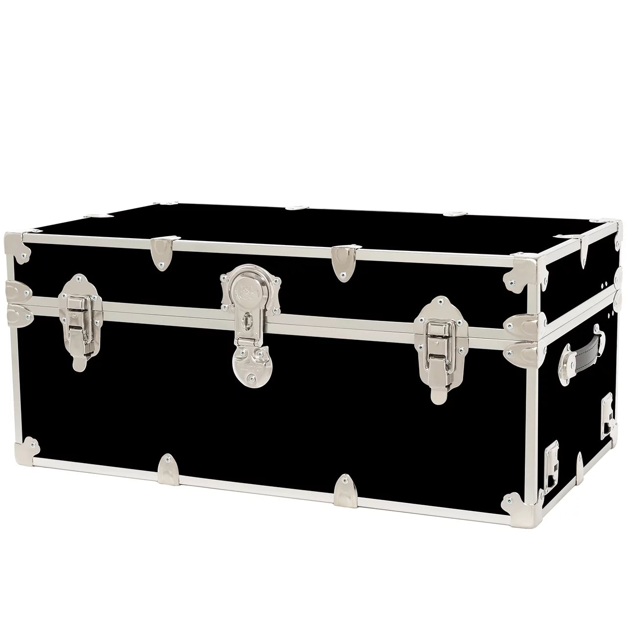 Large Leather Embossed Vinyl Trunk with Removable Wheels 32"x18"x14" (Black) P345