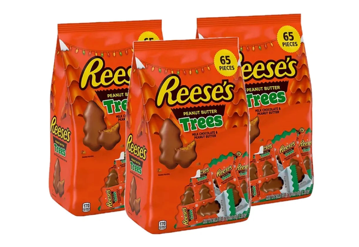 3 Pack 39.8 oz 65 pc Milk Chocolate Peanut Butter Trees Candy R1276