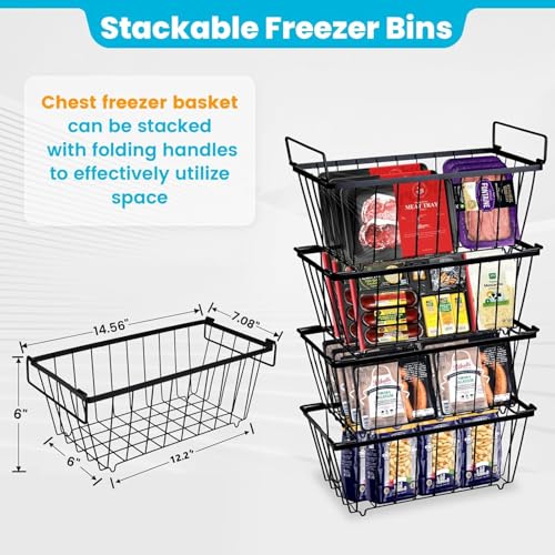 6 Pack Black Freezer Organizer Bins B4814