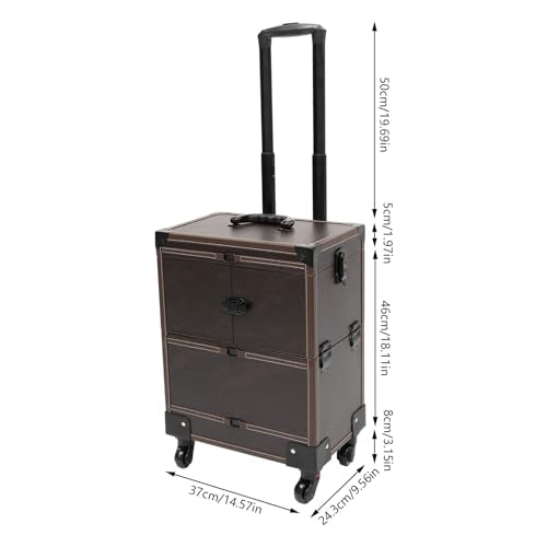 Black Aluminum Cosmetic Organizer Box with Mirror and 4 Wheels F432525