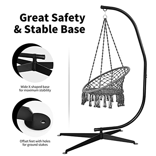 Black Heavy-Duty Steel Hammock Chair Stand Only Y8736