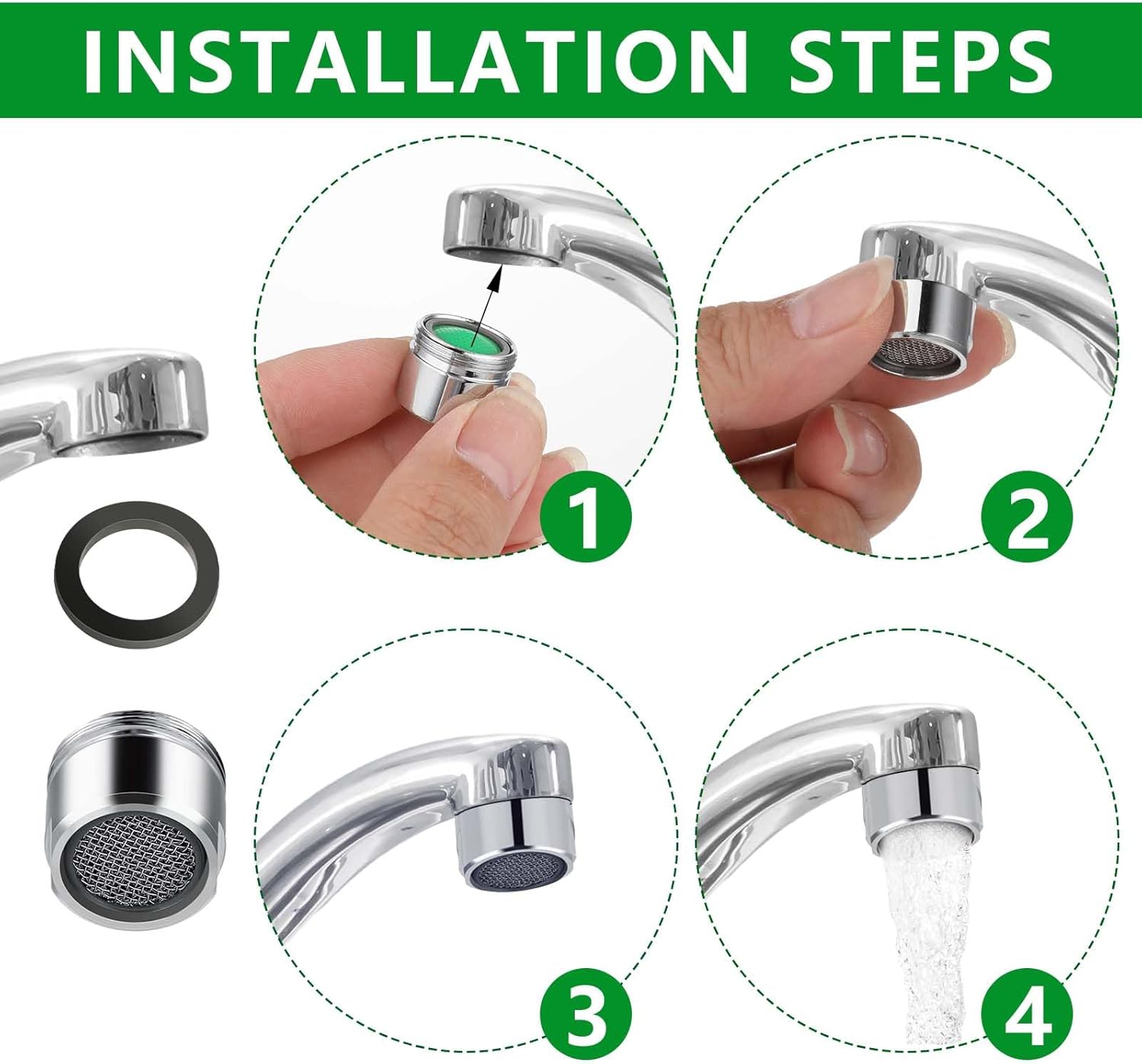10 PCS Dual Thread Faucet Aerator with Gasket D59867