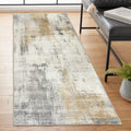 Beige 2'6" x 6' Machine Washable Area Rug Runner Y378287