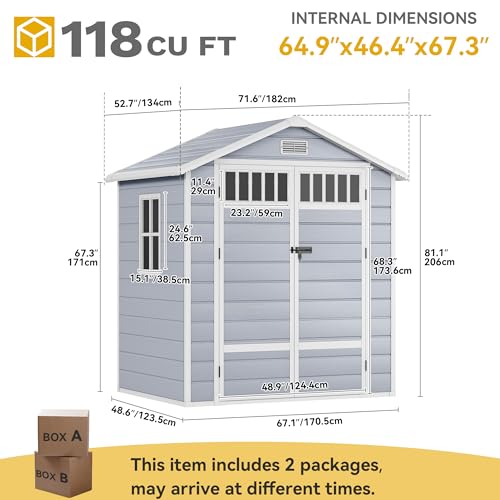 Gray Resin Storage Shed with Lockable Door T7408