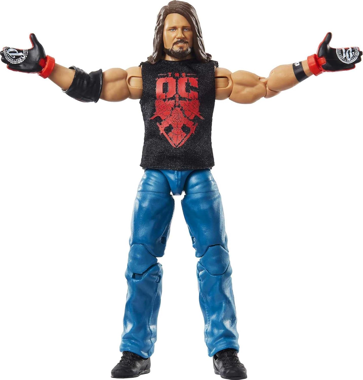 AJ Styles Action Figure with entrance shirt & Build-A-Figure Pieces, 6-in Posable Action Figure S497