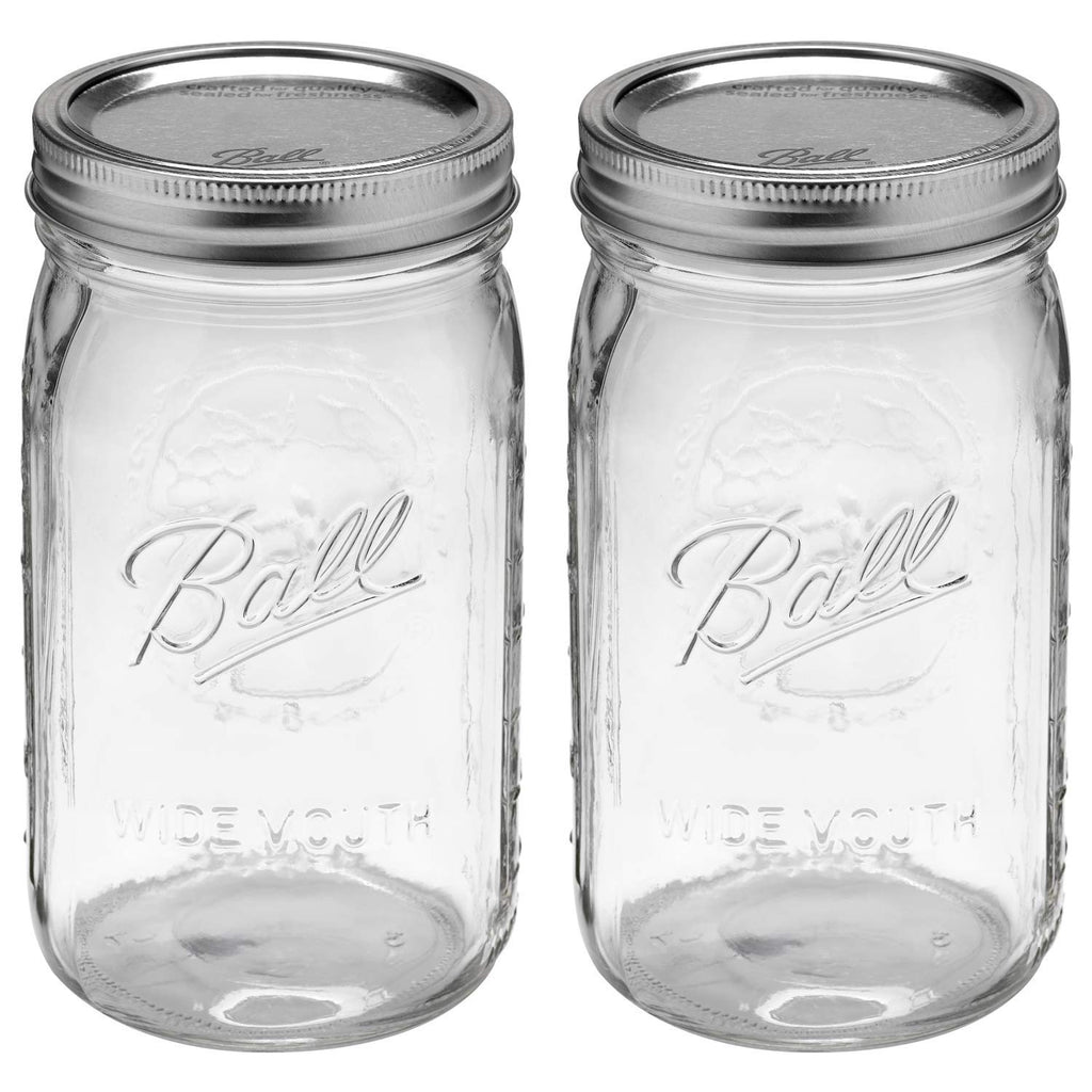 32-Ounces Quart Mason Jars with Lids and Bands, 2 Jars Y3975