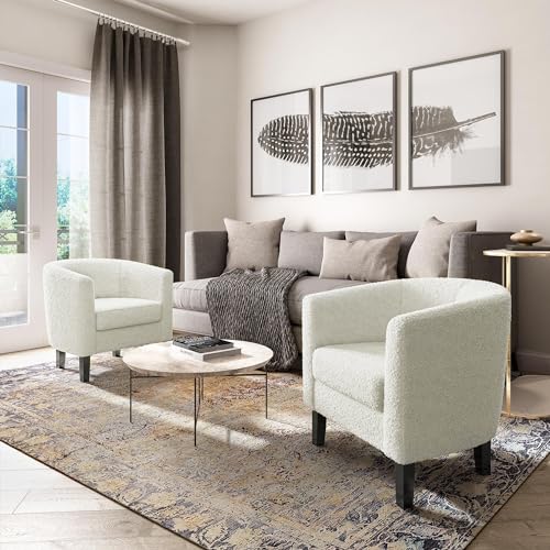 Linen Round Accent Barrel Chair with Flared Legs M258312
