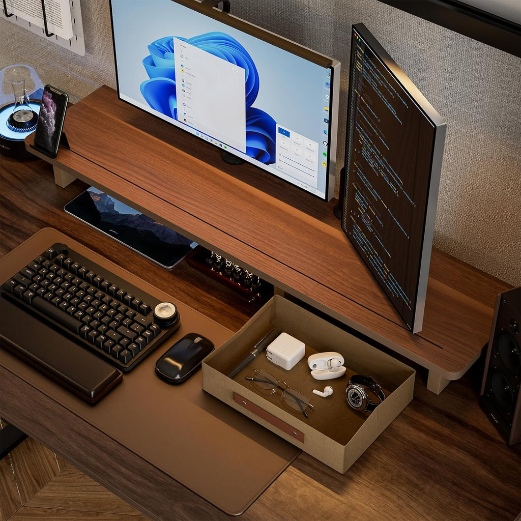 Dual Monitor Riser with Drawers V467