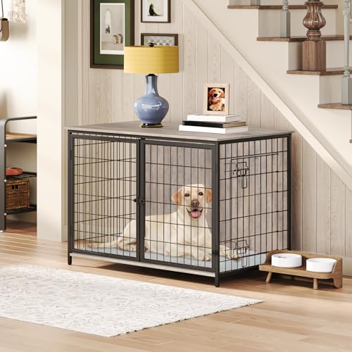 Greige Wooden Dog Crate with Double Doors, 31.5" L M73552