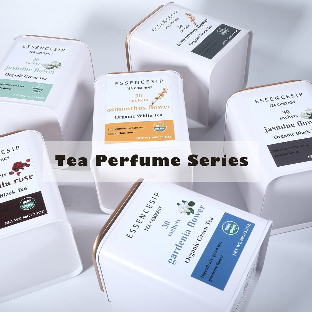 Organic Osmanthus Black Tea Bags, 30 Sachets in Tea Tin C748