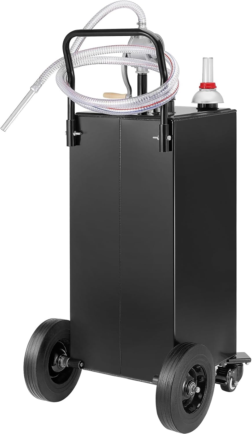 35 Gallon Black Fuel Caddy on 4 Wheels with Manual Transfer Pump Q99255