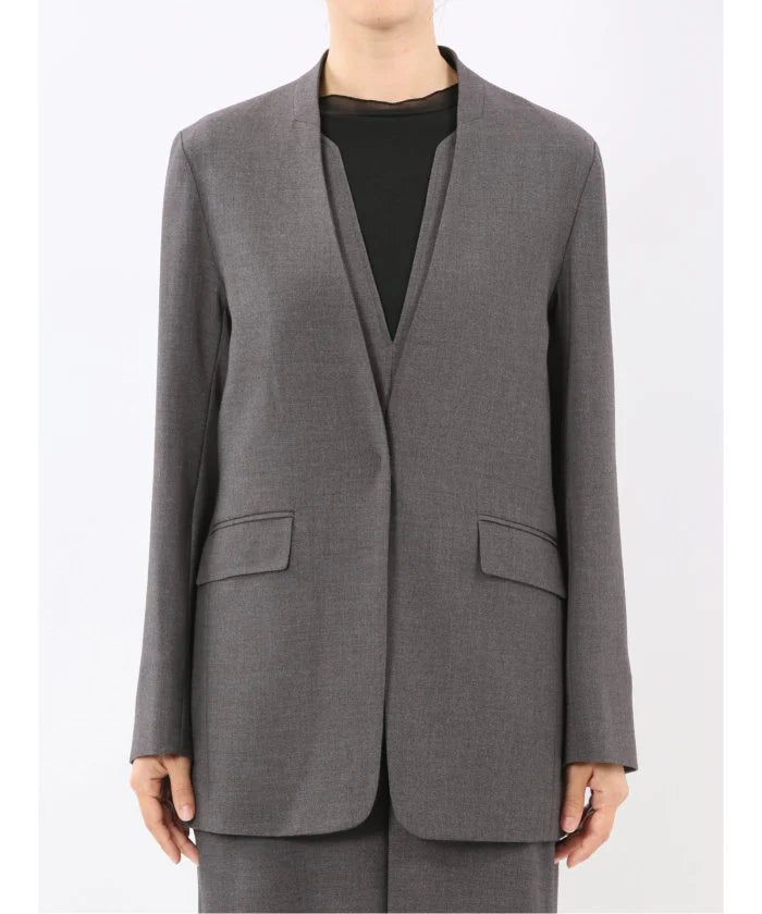 Stretch Washable Woolish No Collar Jacket F496