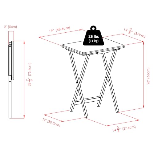Set of 2 Foldable Snack Tables, 26", Natural H3699