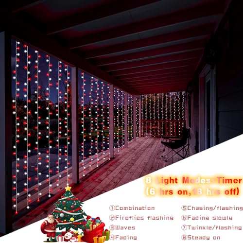 400 LED Curtain Fairy Lights 6.6Ft x 6.6Ft with Remote W14102