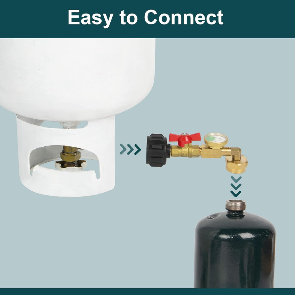 Propane Refill Adapter with Valve and Gauge, Brass L79787