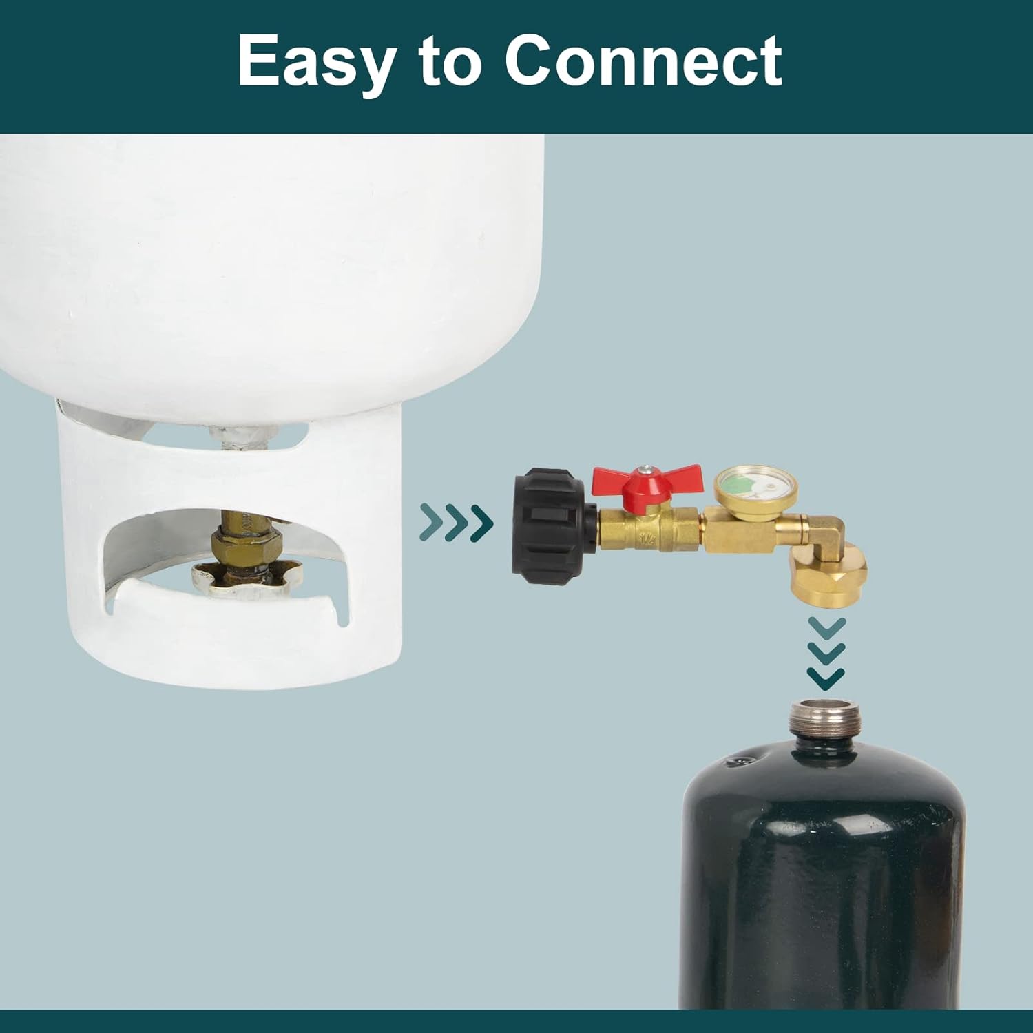 Propane Refill Adapter with Valve and Gauge, Brass L79787