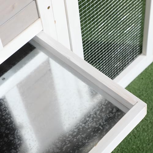 Light Gray Wooden Chicken Coop with Nesting Box and Removable Tray A989
