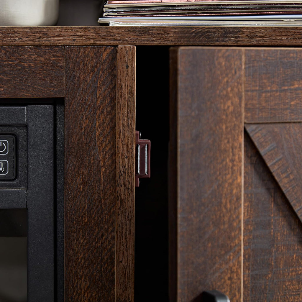 Farmhouse TV Media Stand with Fireplace Insert, Espresso I298258