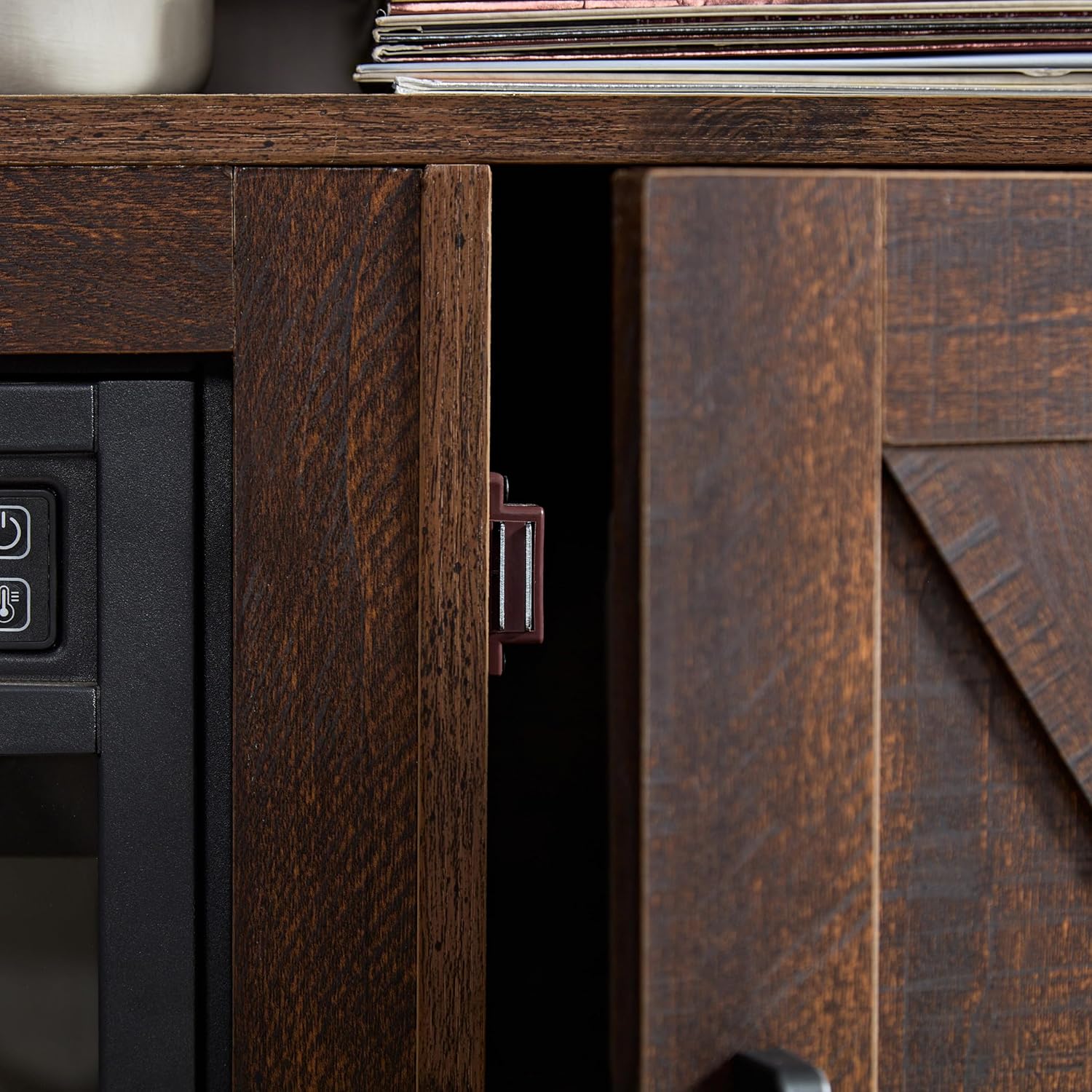 Farmhouse TV Media Stand with Fireplace Insert, Espresso I298258