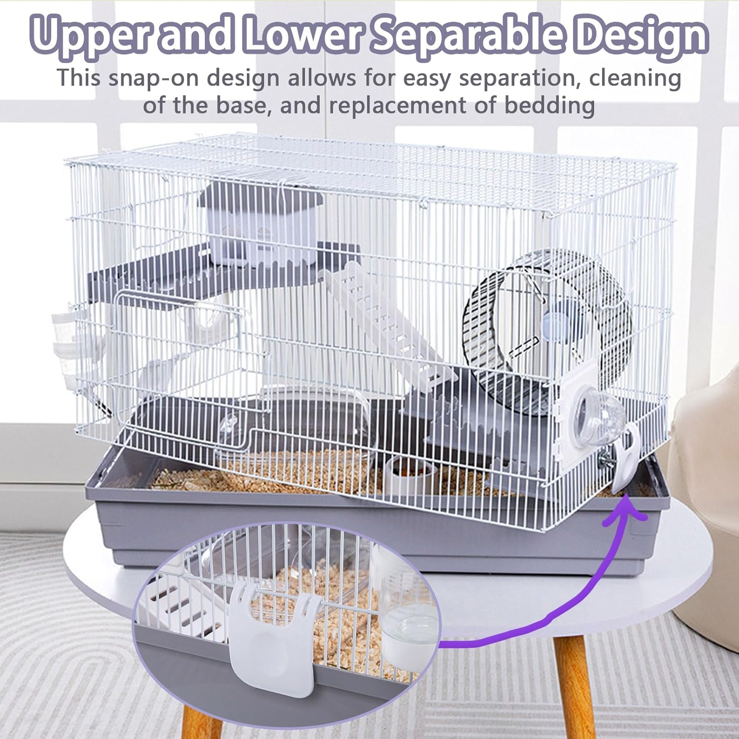 Large 3-Levels Grey Hamster Cage with Accessories V934262