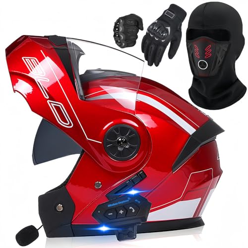 Bluetooth Modular Full Face Flip Up Motorcycle Helmet with Dual Speaker and Microphone J144