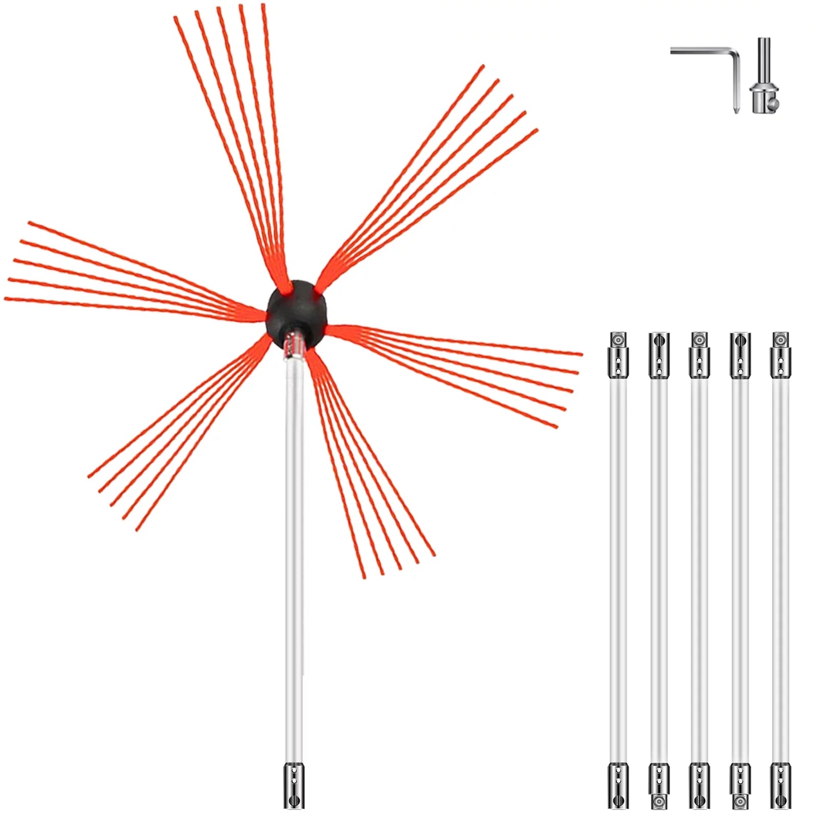 20ft 6 Rods Rotary Chimney Brush Kit T78055