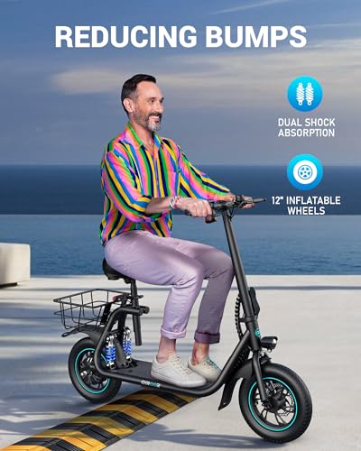 Black 12" Electric Scooter with Basket L908807