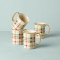 Set of 4 Holiday Plaid Mugs Z44059