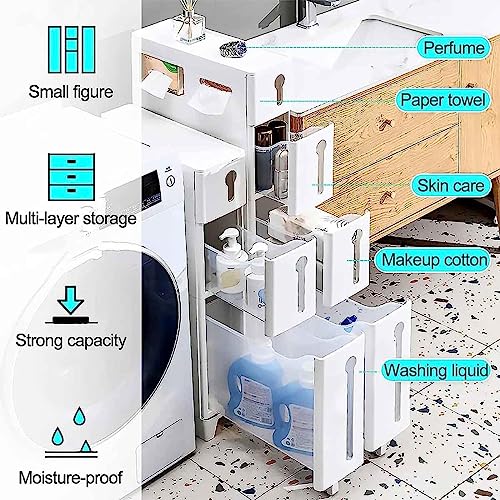 Freestanding Utility Storage Cabinet with Narrow Plastic Drawers A21243