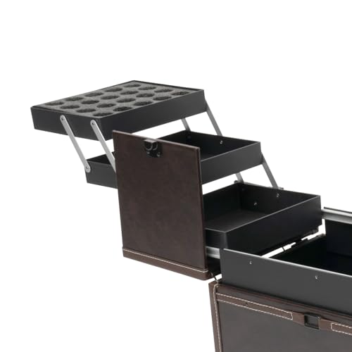 Black Aluminum Cosmetic Organizer Box with Mirror and 4 Wheels F432525