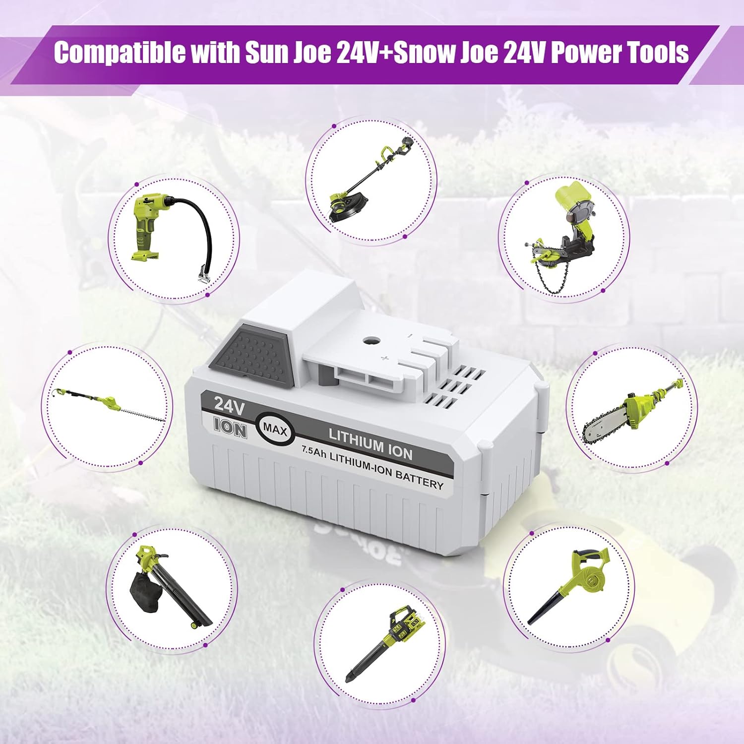 2Packs 7500mAh Li-ion Battery for 24V Cordless Snow Blower I11710