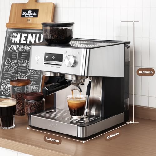 20 Bar Espresso Machine with Grinder & Milk Frother F8386