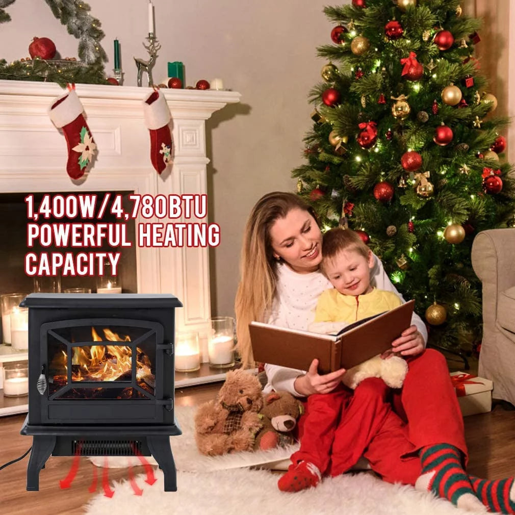Black Electric Fireplace Heater Stove 1500W W656