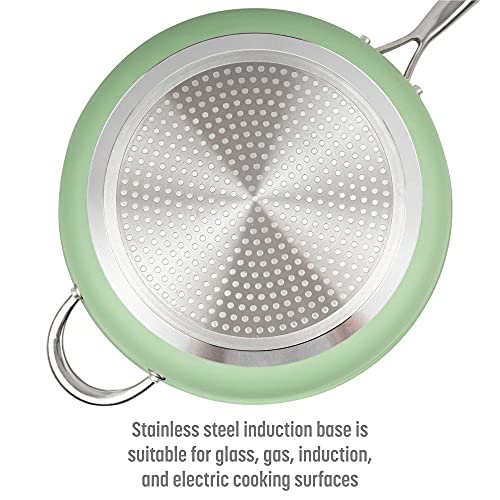 Ceramic Nonstick Deep Saute Pan with Lid, 4-Quart, Green Z912248