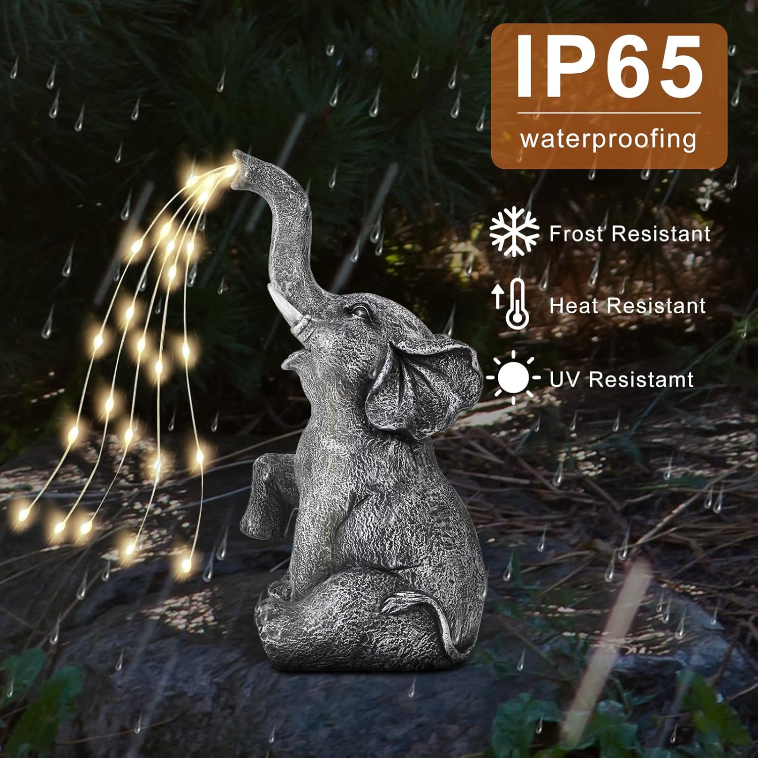 Elephant Statue Solar Garden LED Light Strings P4781