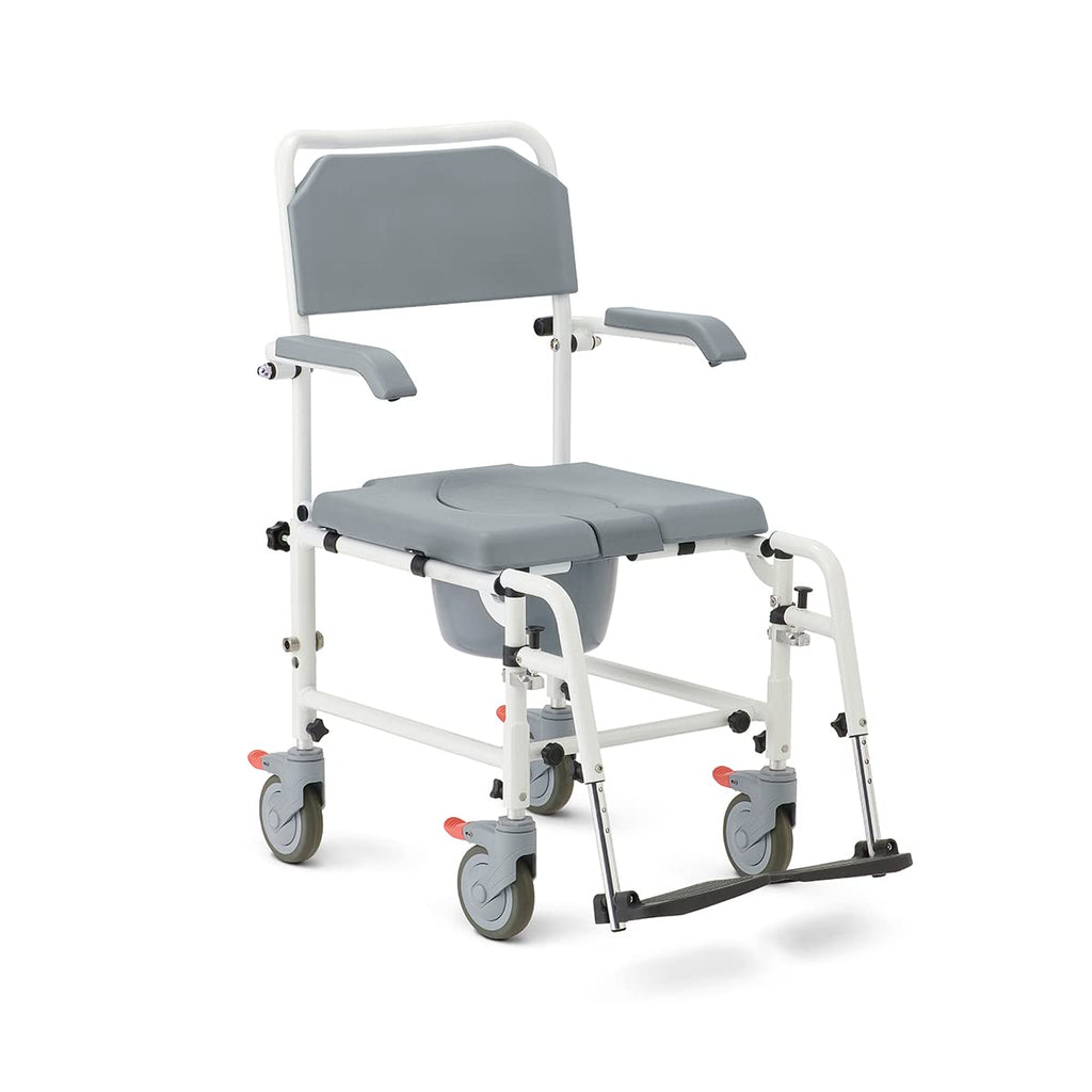 Aluminum Shower Commode Transport Chair, 275 lbs. Capacity F984