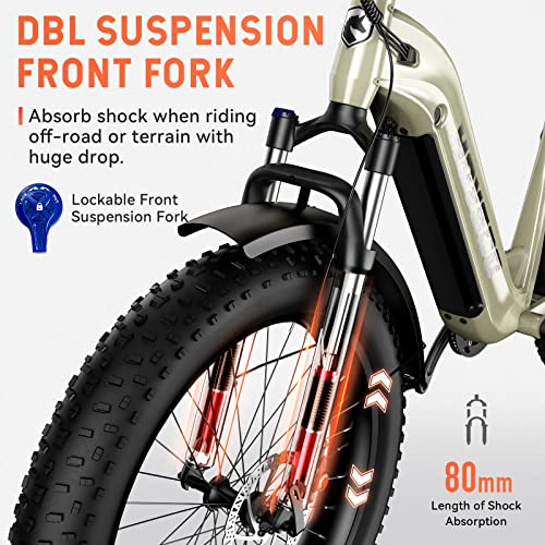 26"x 4" Fat Tire Electric Bike with 750W Motor 48V 20Ah Removable Battery K85314