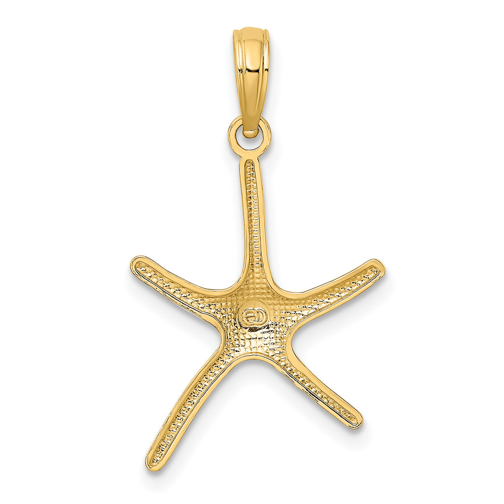 10K Yellow Gold Starfish Pendant Charm with 14K Yellow Gold Rope Chain Necklace 16'' B574321