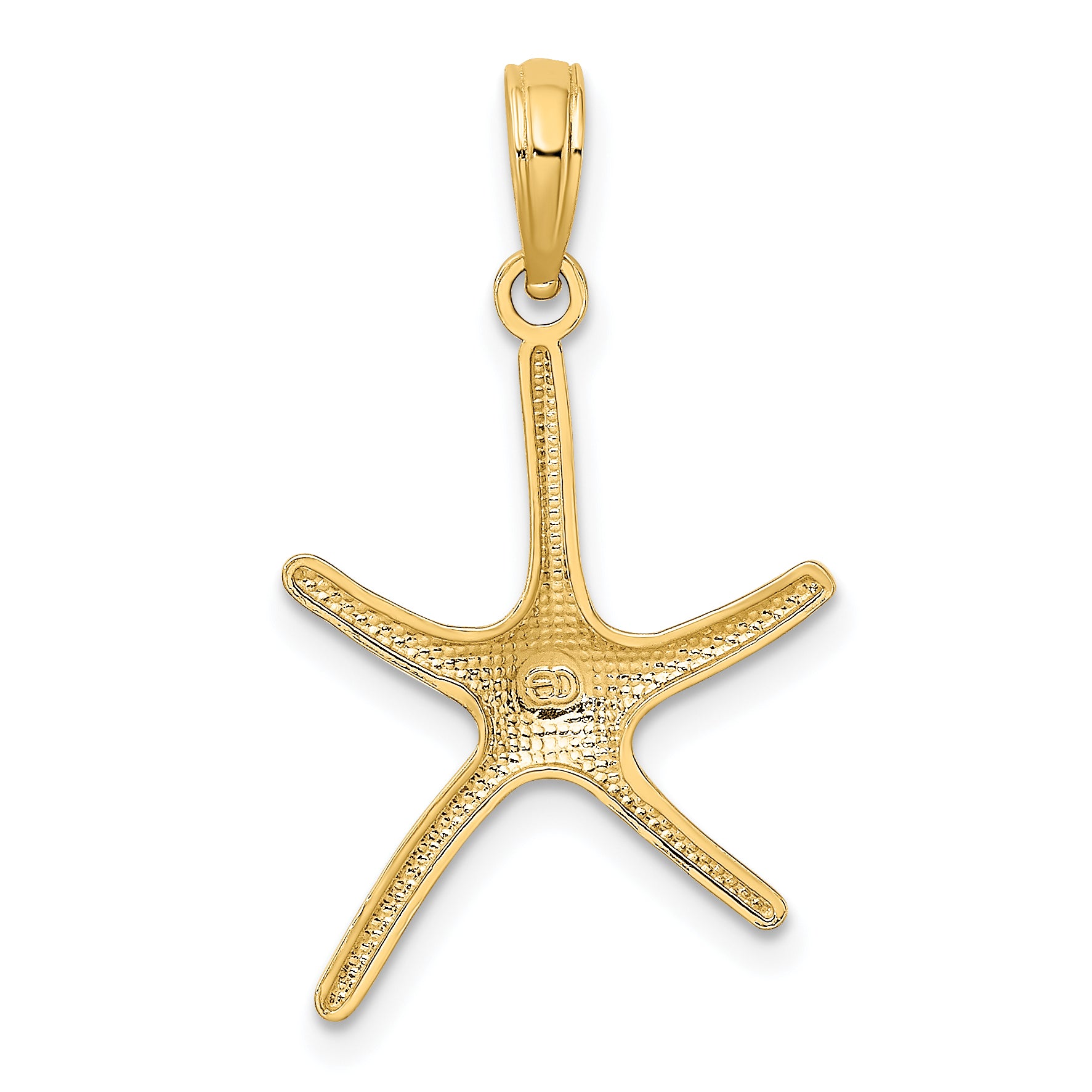 10K Yellow Gold Starfish Pendant Charm with 14K Yellow Gold Rope Chain Necklace 16'' B574321